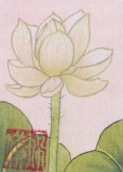 "Lotus Flower" by Noelle Au, Madison WI - Chinese Pigment & Ink on Silk (NFS)